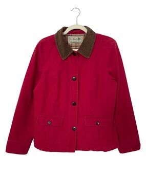 Vintage LL Bean Red Barn Coat Chore Jacket Canvas Blanket Lined Flannel Corduroy